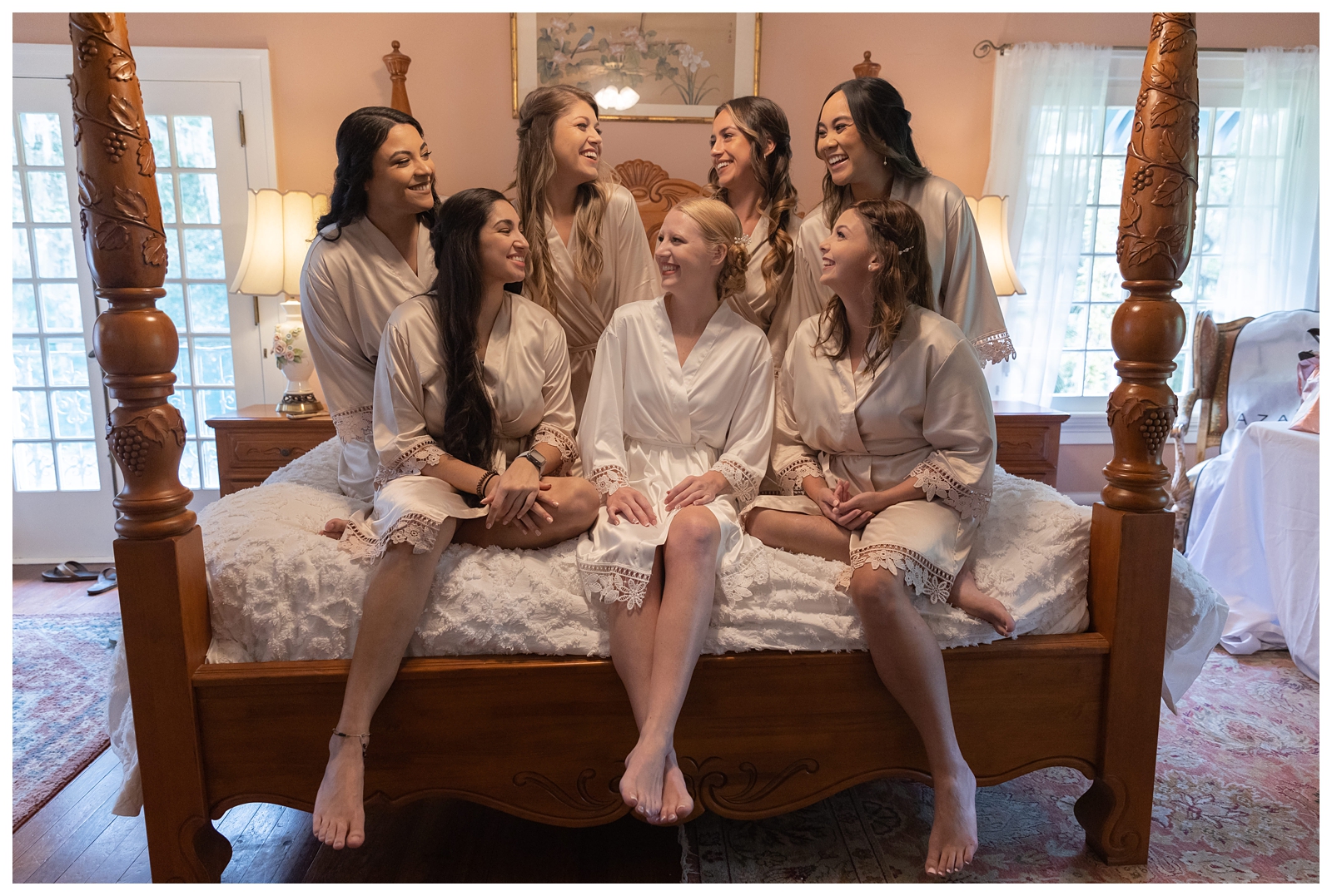 Bride and bridesmaids getting ready robes