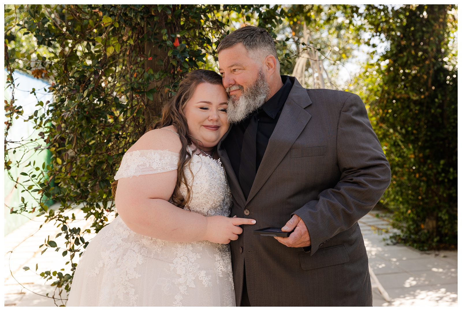 Father and daughter first look on wedding day