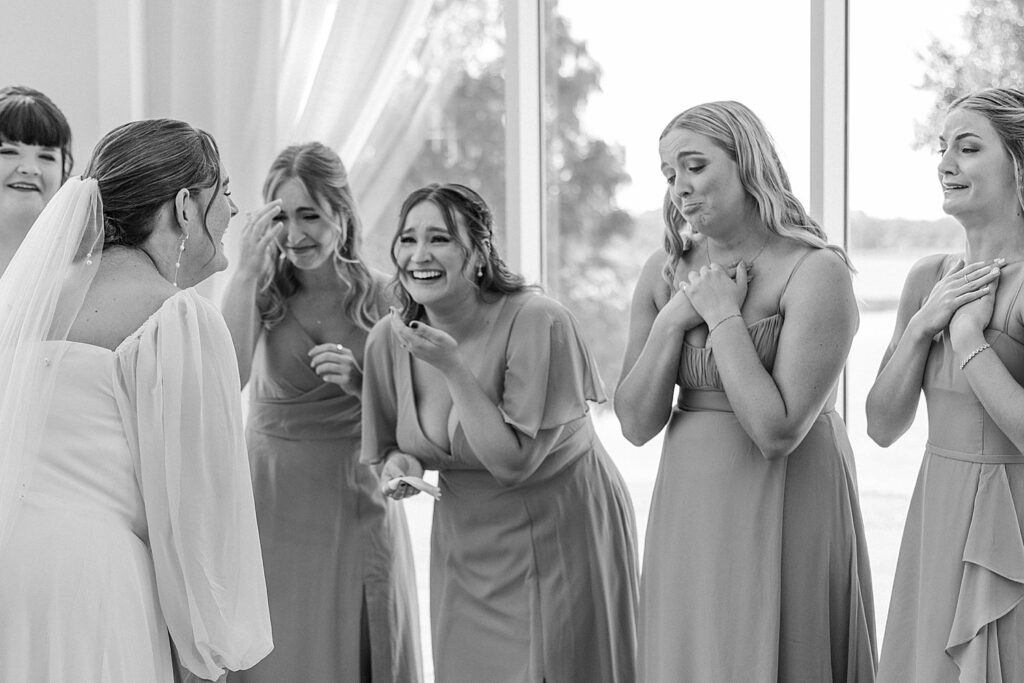 bridesmaid reaction to seeing bride for the first time