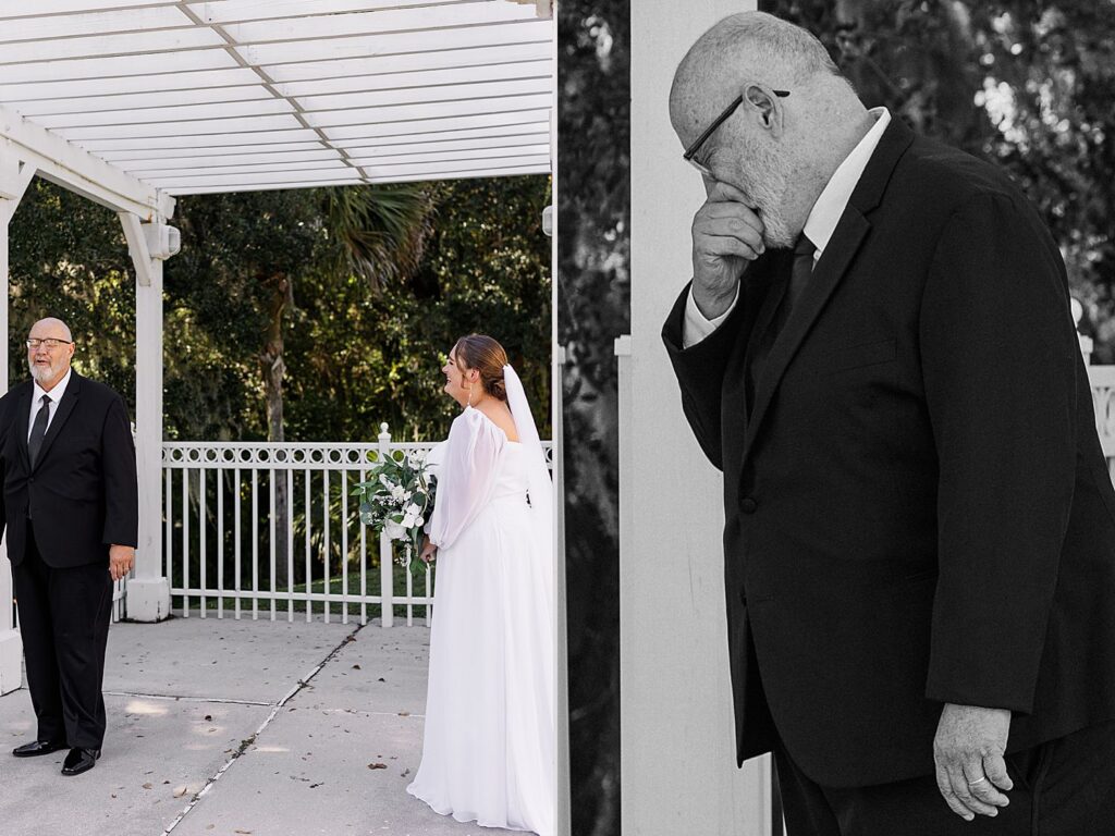 fathers reaction to seeing his daughter for the first time on the wedding day