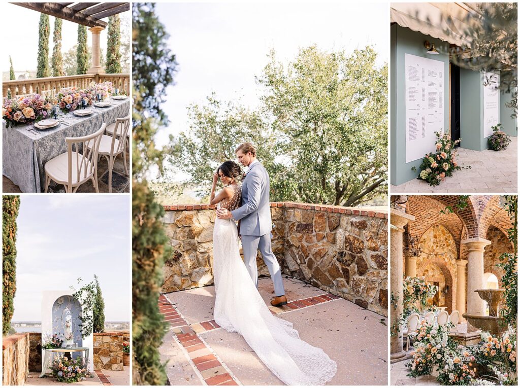 Reception details featured at Bella Collina wedding venue