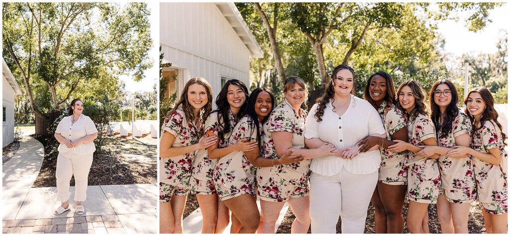 Bride and Bridesmaids together in matching PJ